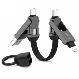 Statik HexCharge - uniwersalny kabel 4w1 z trzema wymiennymi wtyczkami magnetycznymi 15cm, w nylonowym oplocie (USB-C, lightning