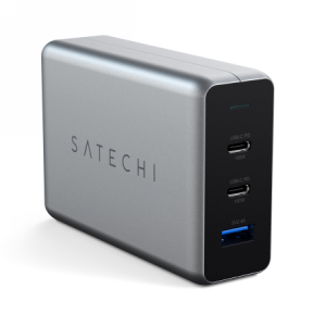 Satechi USB-C PD GaN Charger 100W - ładowarka sieciowa 100W, 2x USB-C, 1x USB-A (space gray)