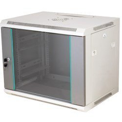 Q-LANTEC Szafa rack wisząca 19 15U 600x450, drzwi szklane, kolor szary
