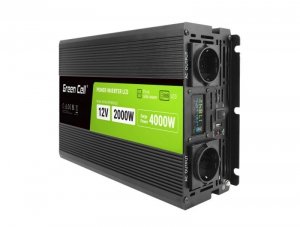 GREEN CELL PRZETWORNICA LCD 12V/230V 2000W/4000W CZYSTY SINUS INVGC12P2000LCD