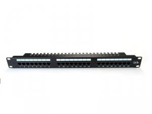 Digitus Patch panel 19 24 porty, kat.5e, U/UTP, 1U, wspornik kablowy, czarny (kompletny)