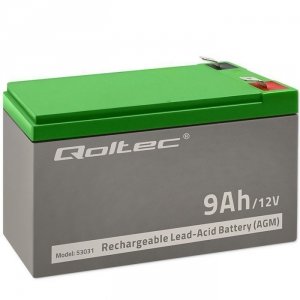 Qoltec Akumulator żelowy | 12V | 9Ah | max.90A | AGM