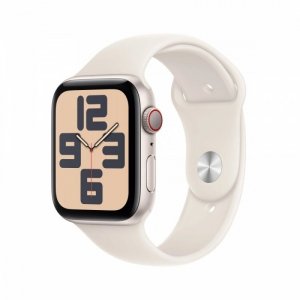 Apple Watch SE GPS + Cellular, koperta 44 mm z aluminium w kolorze księżycowej poświaty z paskiem sportowym w kolorze księżycowe