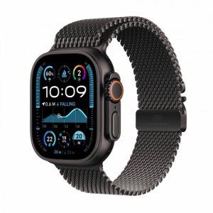 Apple Watch Ultra 2 GPS + Cellular, koperta 49 mm z tytanu w kolorze czarnym z bransoletą mediolańską L z tytanu w kolorze czarn
