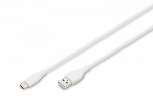 Digitus Kabel połączeniowy silikonowy USB-A - USB-C, USB 2.0 60W, 0,5m Biały