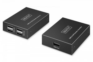 Digitus Przedłużacz (extender) po skrętce kat.6 USB 2.0 do 150m, 4x USB-A do 480 Mbps, 1x RJ45 (Gigabit Ethernet) - zestaw (odbi