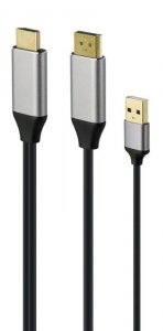 Adapter HDMI męski do DisplayPort męski + USB-A męski  4K Gembird A-HDMIM-DPM-01 czarny