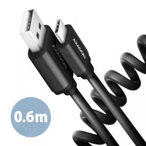Kabel USB-C - USB-A Twister USB 2.0, 0.6m czarny Axagon