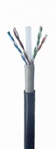 Kabel sieciowy zewnętrzny UTP kat-6 drut 305m czarny