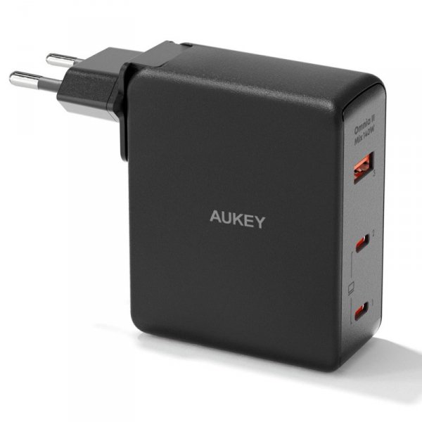 Ładowarka sieciowa Aukey PA-B7O GaN, 2x USB-C, USB-A, QC, PD 140W