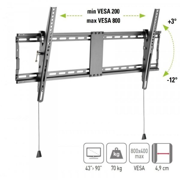 Uchwyt ścienny Techly 43&quot;-90&quot;, 70kg slim