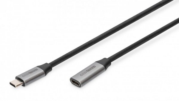 Kabel przedłużający USB 3.0 DIGITUS PREMIUM 60W/5Gbps Typ USB C/USB C Ż/M czarny 1m