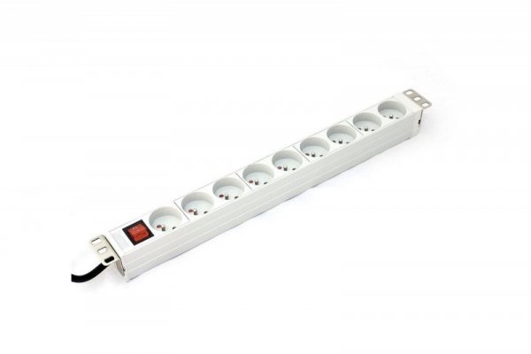 Listwa zasilająca DIGITUS 19&#039;&#039; 9 gniazd 2P+Z, kabel dł. 2m +wtyk C14, wyłącznik
