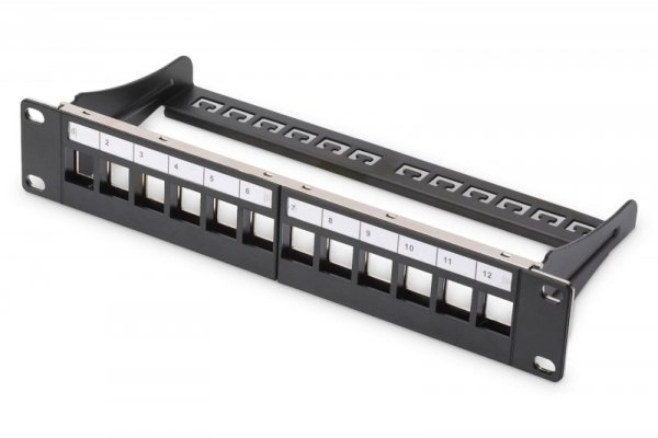 Patch panel pusty DIGITUS 10&quot; 12 port 1U do modułów keystone (RAL 9005)