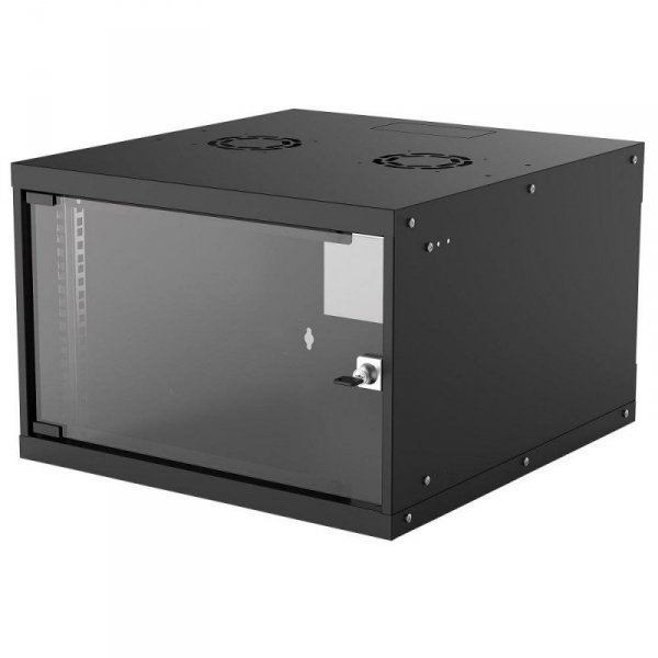 Szafa wisząca Intellinet BASIC, 6U, 540x560, Rack 19&quot;, szklane drzwi, FLATPACK, czarna