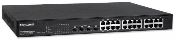 Switch zarządzalny Intellinet 24x 10/100/1000 Mbps PoE+ 430W + 4x slot SFP Combo Rack 19&quot;