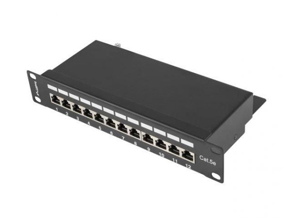 Patch panel Lanberg PPF5-9012-B 12 port 1U 10&quot; kat.5e ekranowany czarny