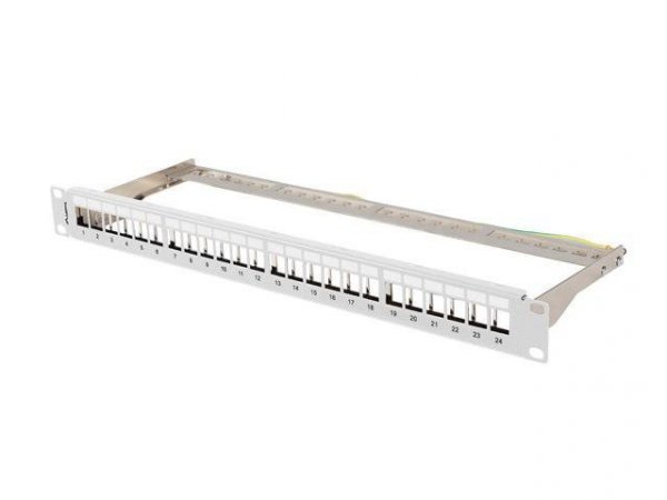 Patch panel pusty Lanberg PPKS-0924-S 24 port 1U 19&quot; do modułów keystone szary