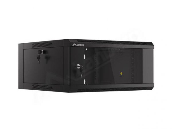 Szafa instalacyjna Rack wisząca 19&quot; 4U 570x600 szybki montaż czarna Lanberg (flat pack)