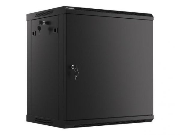 Szafa instalacyjna Rack wisząca 19&quot; 12U 600x450 czarna drzwi metalowe Lanberg (flat pack)