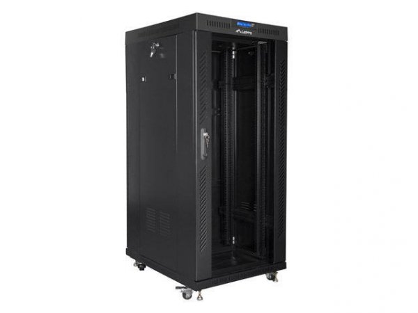 Szafa instalacyjna Rack stojąca 19&quot; 37U 800x1000 czarna drzwi szklane LCD Lanberg (flat pack)