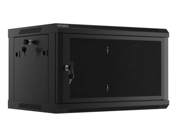Szafa instalacyjna Lanberg rack wisząca 19&quot; 6U 600x450 drzwi perforowane czarna (flat pack)