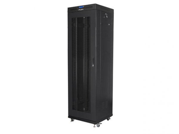 Szafa instalacyjna Rack stojąca 19&quot; 42U 600x600 LCD Drzwi Perforowane czarna Lanberg (flat pack) V2