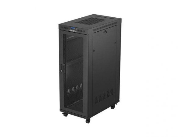 Szafa instalacyjna Rack Lanberg 19&quot; 32U 600x1000 czarna drzwi perforowane LCD (flat pack)