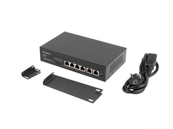 Switch niezarządzalny Lanberg 4x 100Mb PoE+/2x 100Mb Rack 10&quot;/19&quot; Fast Ethernet 60W