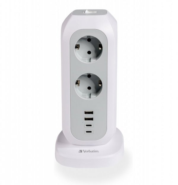 Listwa zasilająca Verbatim EUPT-01 EU Power Tower 11xAC 2xUSB 2xUSB-C - USZ OPAK