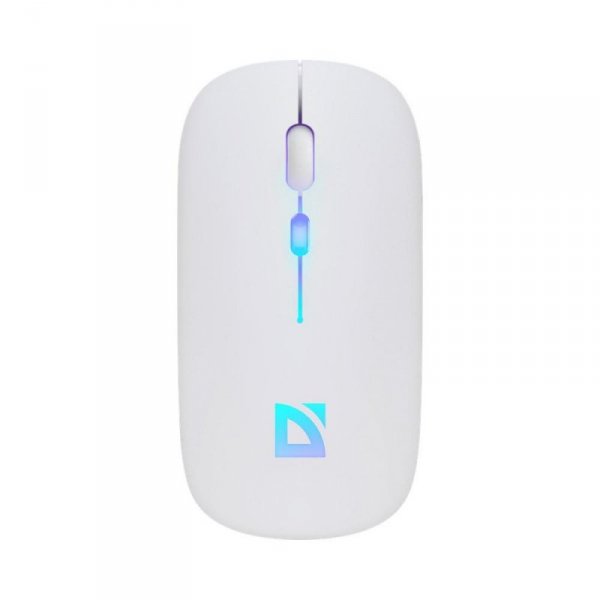 Mysz bezprzewodowa Defender TOUCH MM-997 optyczna 1600dpi 2.4 GHz + Bluetooth biała RGB AKUMULATOR bezklikowa silent