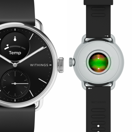 Withings Scanwatch 2 - zegarek z funkcją EKG, pomiarem pulsu i SPO2 oraz mierzeniem aktywności fizycznej i snu (38mm, black)