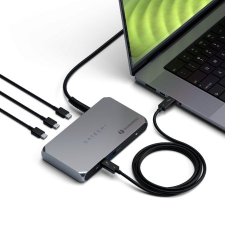 Satechi Thunderbolt 4 Slim Hub Pro - hub USB-C (port DC 20V, USB 3.2 Gen 2 Data Port, 3x port Thunderbolt 4) (space gray)