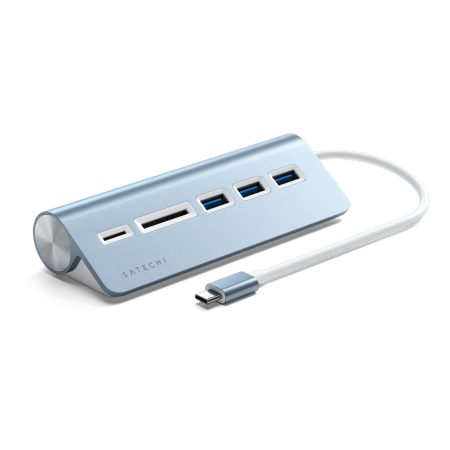 Satechi Aluminium - hub USB-C (czytnik kart micro/SD, 3x USB-A) (blue) [SD]