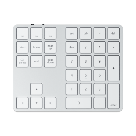 Satechi  Aluminium Extended Keypad - bezprzewodowa klawiatura numeryczna z wbudowanymi skrótami klawiszowymi Bluetooth (silver)