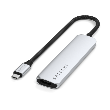 Satechi 4-in-1 USB-C Slim Multiport Adapter 4K - aluminiowy adapter do urządzeń mobilnych USB-C (USB-C, 4K HDMI, 2x USB-A) (silv