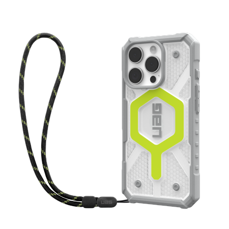 UAG Pathfinder Clear Magsafe Bundle - obudowa ochronna do iPhone 16 Pro kompatybilna z MagSafe oraz smycz na telefon (active neo