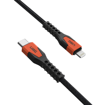 UAG Rugged Cable - kabel USB-C - lightning 30W, 1,5 m (black/orange) [mto]