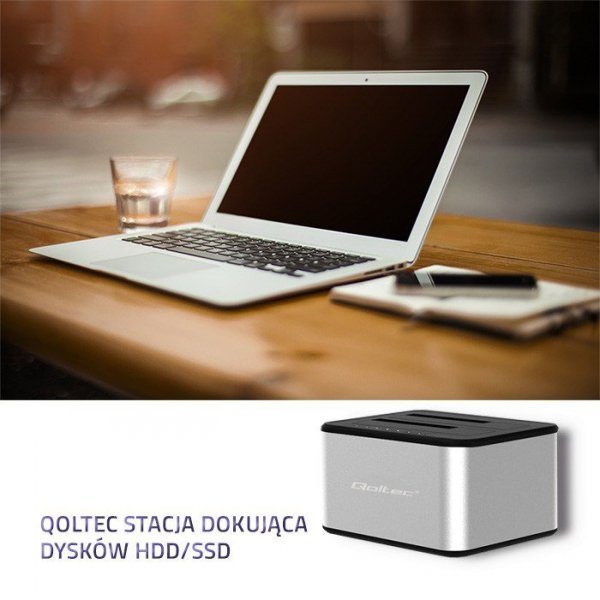 QOLTEC STACJA DOKUJĄCA DYSKÓW 2XHDD/SSD 2.5&quot;/3.5&quot; SATA | USB 3.0 | KLONOWANIE