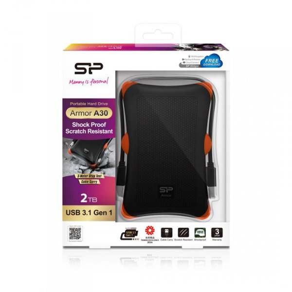 Dysk zewnętrzny Silicon Power Armor A30 SP020TBPHDA30S3K (2 TB ; 2.5&quot;; USB 3.1; 5400 obr/min)