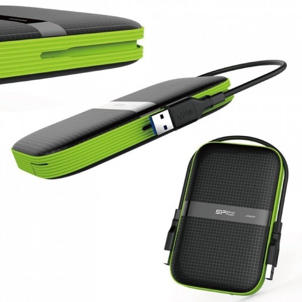 Dysk zewnętrzny HDD Silicon Power Armor A60 (1TB; 2.5&quot;; USB 3.2; 5400 obr/min; Green-Black; SP010TBPHDA60S3K)