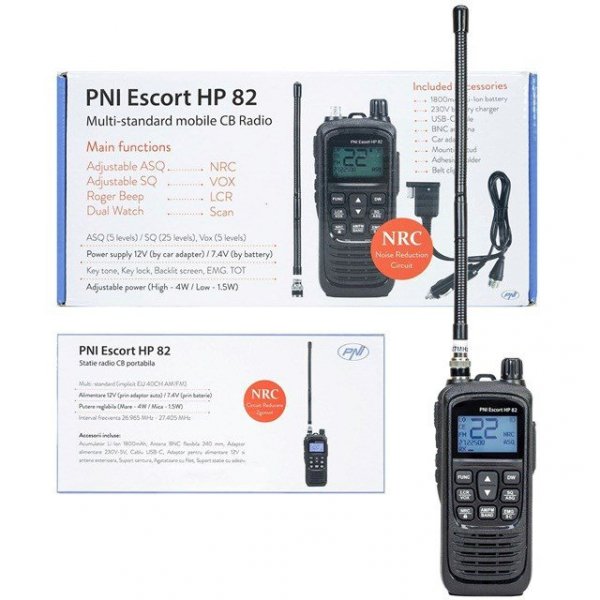 Przenośne radio ręczne CB PNI Escort HP 82 Bateria 1800mAh Ładowanie USB-C