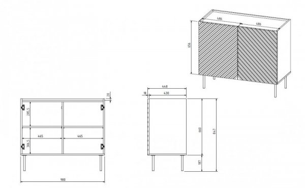 Komoda 2D ONDA 98x45xH85 zieleń
