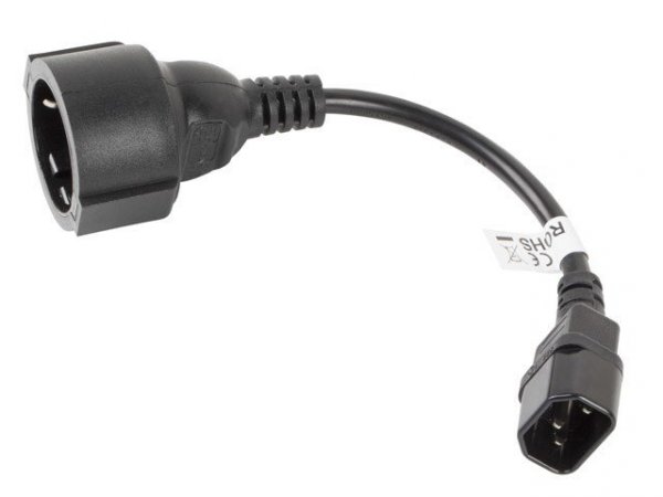 LANBERG PRZEDŁUŻACZ KABLA ZASILAJĄCEGO IEC 320 C14 -&gt; SCHUKO(F), 20CM