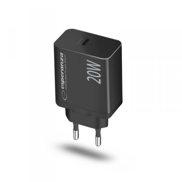ESPERANZA ŁADOWARKA SIECIOWA 20W USB-C PD CZARNA EZC104K