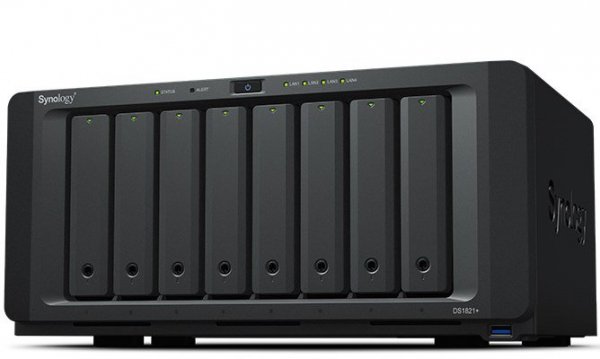 NAS Synology DS1821+; Tower; 8x (3.5”/2.5&quot; SATA HDD/SSD); AMD Ryzen V1500B;,4 GB DDR4 (max. 32GB),4 x 1GbE RJ-45