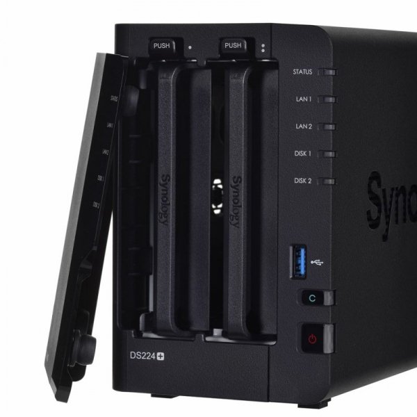 NAS Synology DS224+; Tower; 2x (3.5&quot; SATA HDD); Intel Celeron J4125;,2GB DDR4 (max. 6GB), 2x 1GbE RJ-45