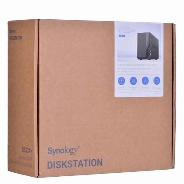 NAS Synology DS224+; Tower; 2x (3.5&quot; SATA HDD); Intel Celeron J4125;,2GB DDR4 (max. 6GB), 2x 1GbE RJ-45