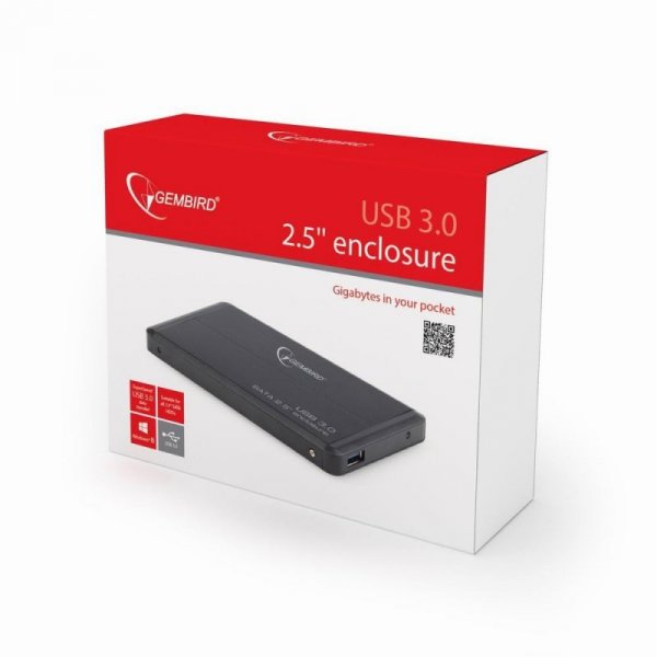 Obudowa GEMBIRD EE2-U3S-2 (2.5&quot;; USB 3.0; Aluminium; kolor czarny)