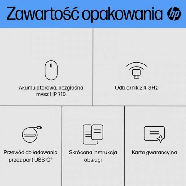 Mysz HP 710 Rechargeable Silent Mouse Black bezprzewodowa z akumulatorem czarna 6E6F2AA